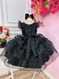 Imagem do Vestido Infantil Preto Com Cinto de Strass Luxo (4048PT)