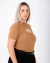 BLUSA RECORTE NO DECOTE CANELADA MARROM