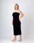 VESTIDO CANELADO MIDI TOMARA QUE CAIA PRETO