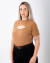 BLUSA RECORTE NO DECOTE CANELADA MARROM na internet