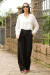 CALÇA PANTALONA TECIDO PLANO PRETA