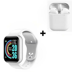 Kit Smartwatch D20 Pro + Fone Inpods I12 Bluetoorth - Branco