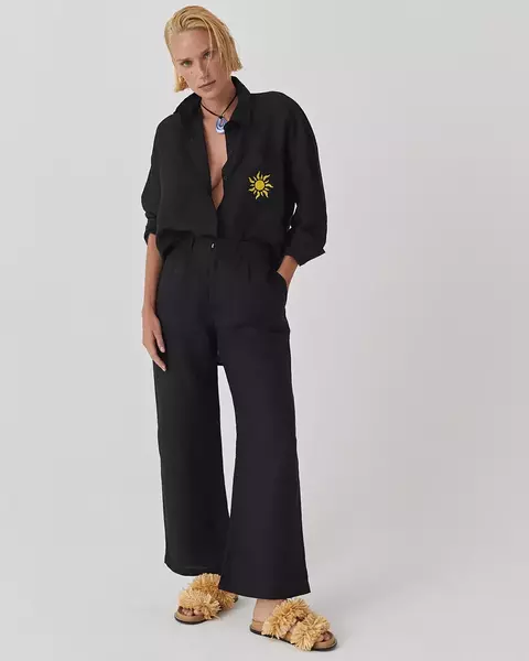 Pantacourt Linho Preta Silvi