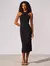 Vestido Midi com Textura Noir Preto