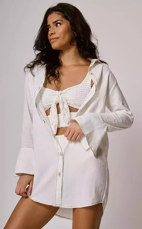 Chemise Eliana Pesponto Ocre Off White