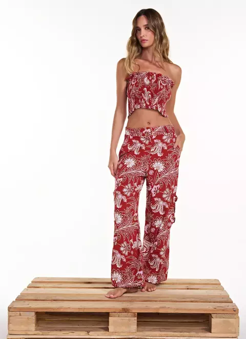 Calça Pilar Urucum Floral