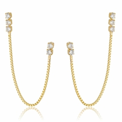 Brinco Minimalista com Zircônia Banhado em ouro 18k