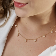 Corrente Choker com Pérola Banhado em ouro 18k - comprar online