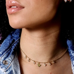 Corrente Choker de Coração Banhado em Ouro 18K na internet