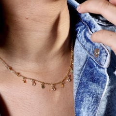 Corrente Choker em Pedra Banhado em Ouro 18K - comprar online