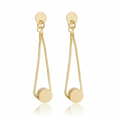 Brinco Minimalista com Esfera Chata Banhado em ouro 18K