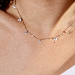 Corrente Choker em Zirconia de Coraçao Banhado em Ouro 18k - comprar online