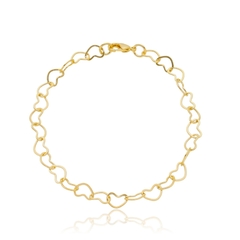 Pulseira Coração vazado Banhada em ouro 18K