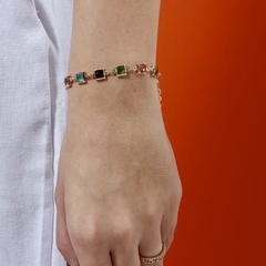 Pulseira Pedra Colorida Banhado em Ouro 18K - comprar online