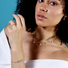 Corrente Choker em Zirconia de Coraçao Banhado em Ouro 18k na internet
