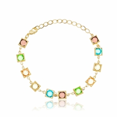 Pulseira Pedra Colorida Banhado em Ouro 18K