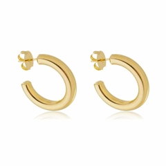 Brinco de Argola em Tubo liso Banhada em ouro 18K