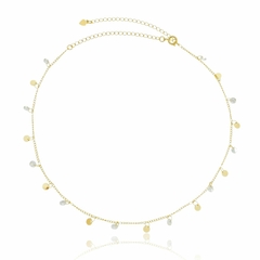 Corrente Choker em Pedra Banhado em Ouro 18K