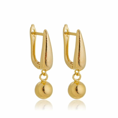 Brinco de Argola com Esfera Banhado em ouro 18K