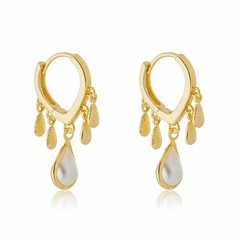 Brinco Minimalista Argola com Pérolas Banhado em ouro 18K