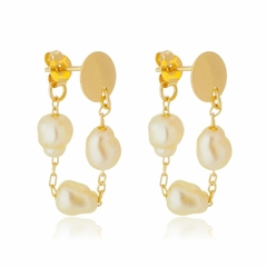 Brinco Minimalista com Perolas Banhado em ouro 18K