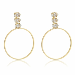 Brinco em Zircônia com Circulo Banhado em ouro 18k