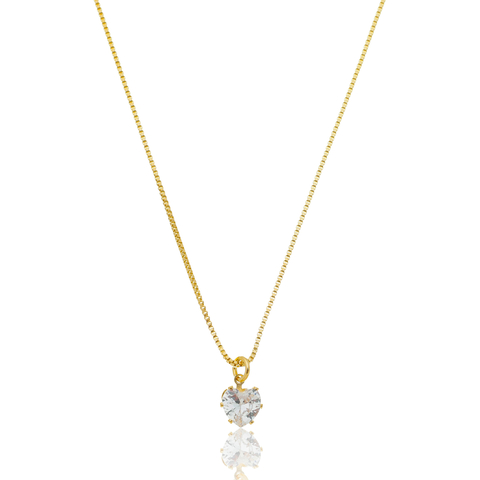 Corrente com Ponto de Luz Coração Banhado em Ouro 18K