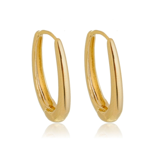 Brinco de Argola Clic Oval Banhado em ouro 18K