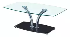 Mesa Ratona Mora Living Vidrio C/ Base Negra