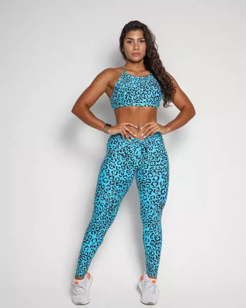Calça Empina Light Onça Azul + Top Sortido