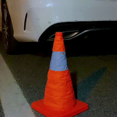 Cone de segurança reflexivo retrátil com luzes LED