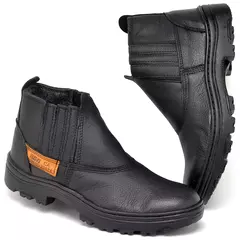 Bota Couro Legítimo Solado Costurado Bico PVC Duro