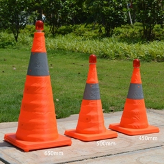 Cone de segurança reflexivo retrátil com luzes LED
