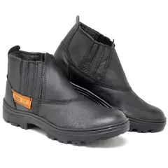 Bota Couro Legítimo Solado Costurado Bico PVC Duro