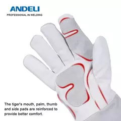 Luvas de solda de couro andeli resistentes ao calor para a solda - MDSecurPro