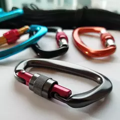 Mosquetão de escalada profissional 25kn, trava de segurança de alumínio - comprar online