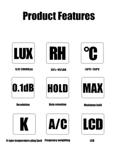 Imagem do CEM DT-8820 Testador de Ambiente Multifuncional Som, Luz, Umidade e Temperatura