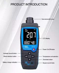 Detector de Oxigênio Portátil SMART SENSOR AR8100/AT8100 - MDSecurPro