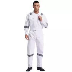 Macacão de Trabalho Leve Masculino Contra Poeira com Tiras Reflexivas