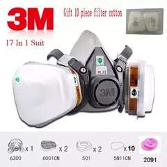 Meia Máscara Facial de Gás 3M 6200 com Filtros – Proteção Avançada Contra Gases e Partículas - MDSecurPro