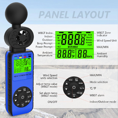 IBUTG 3 em 1 anemômetro portátil HP-881W do medidor de velocidade do vento - MDSecurPro