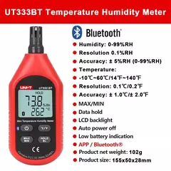 UNI-T UT383/UT383BT Medidor de Luz, UT363/UT363BT Anemômetro, UT353/UT353BT Medidor de Ruído, UT333/UT333BT Termo-higrômetro Digital com Bluetooth - loja online