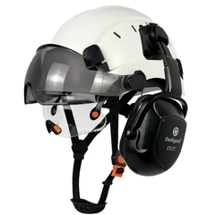 Capacete De Segurança Com Óculos De Proteção e Auriculares