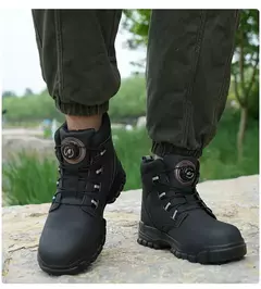 Botas de Trabalho com Botão Rotativo para Homens