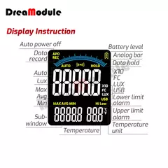 Medidor de Luz Digital Fotografia Luxmeter Sonda Destacável Iluminômetro Lux/Fc Fotômetro Environmental Tester