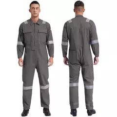 Macacão de Trabalho Leve Masculino Contra Poeira com Tiras Reflexivas - MDSecurPro