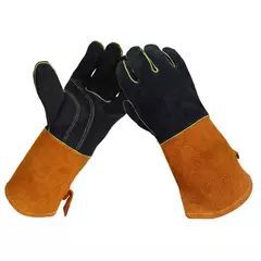 Imagem do Luvas De Proteção De Soldagem De Couro Preto, Manoplas De Couro Pesadas