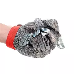 Luva de malha de aço inoxidável da correia plástica corte resistente do corte