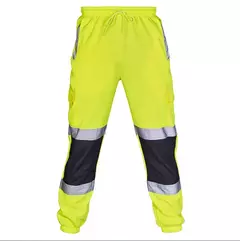 Calças de jogging reflexivas listradas masculinas, calças de uniforme de trabalho