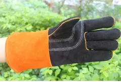 Luvas De Proteção De Soldagem De Couro Preto, Manoplas De Couro Pesadas - comprar online
